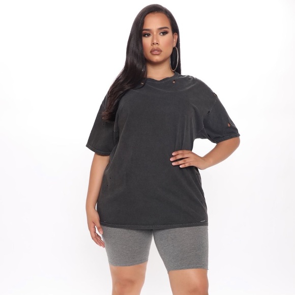 Falling on hard times distressed T shirt - Black - Picture 5 of 8